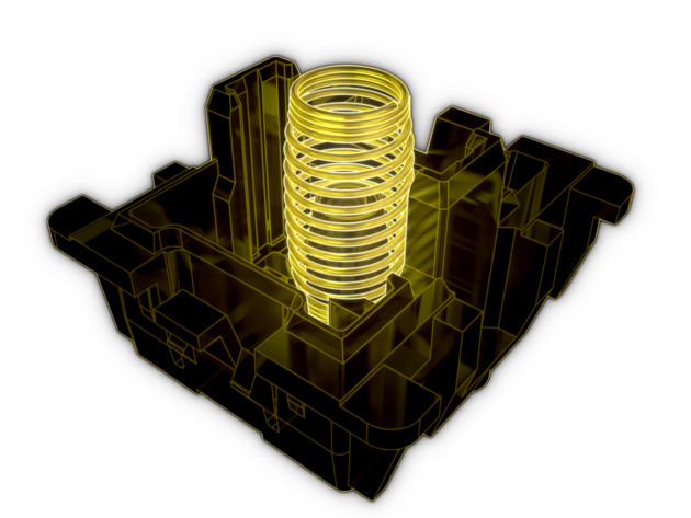 CHERRY MX2A series illustration showing the spring within a transparent view of the lower housing
