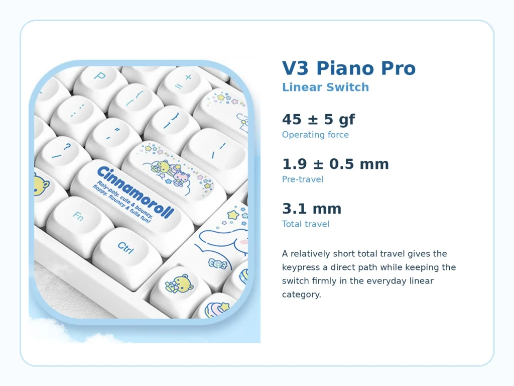 AKKO Cinnamoroll Star 5108B Plus Mechanical Keyboard — A themed full-size board with practical range