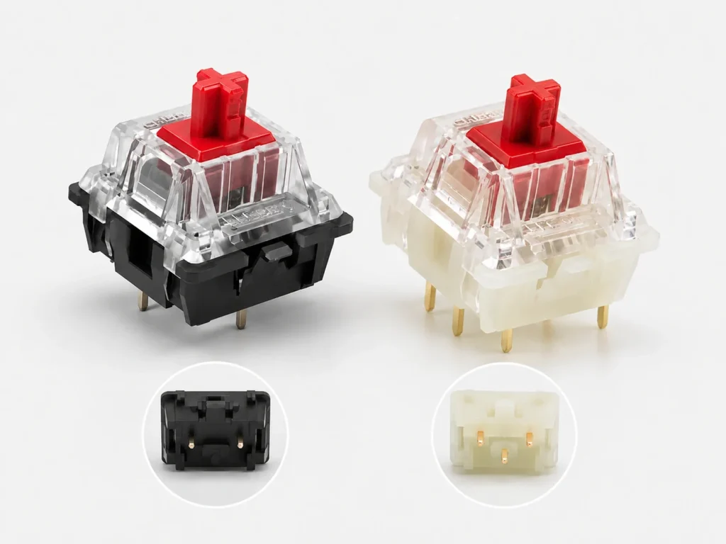 CHERRY MX2A 3-Pin Mechanical Keyboard Switches — Compare Three-Pin Fit Against the Five-Pin RGB Version