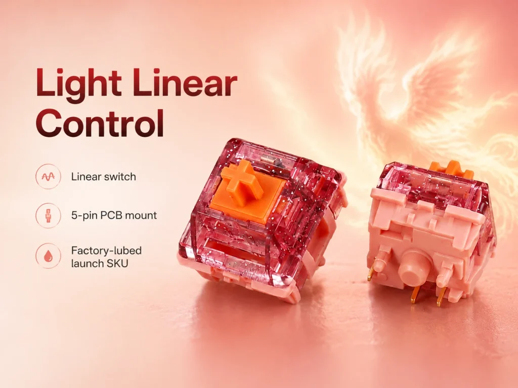 HMX Fire Phoenix Linear Switch — Low spring resistance for repeated presses