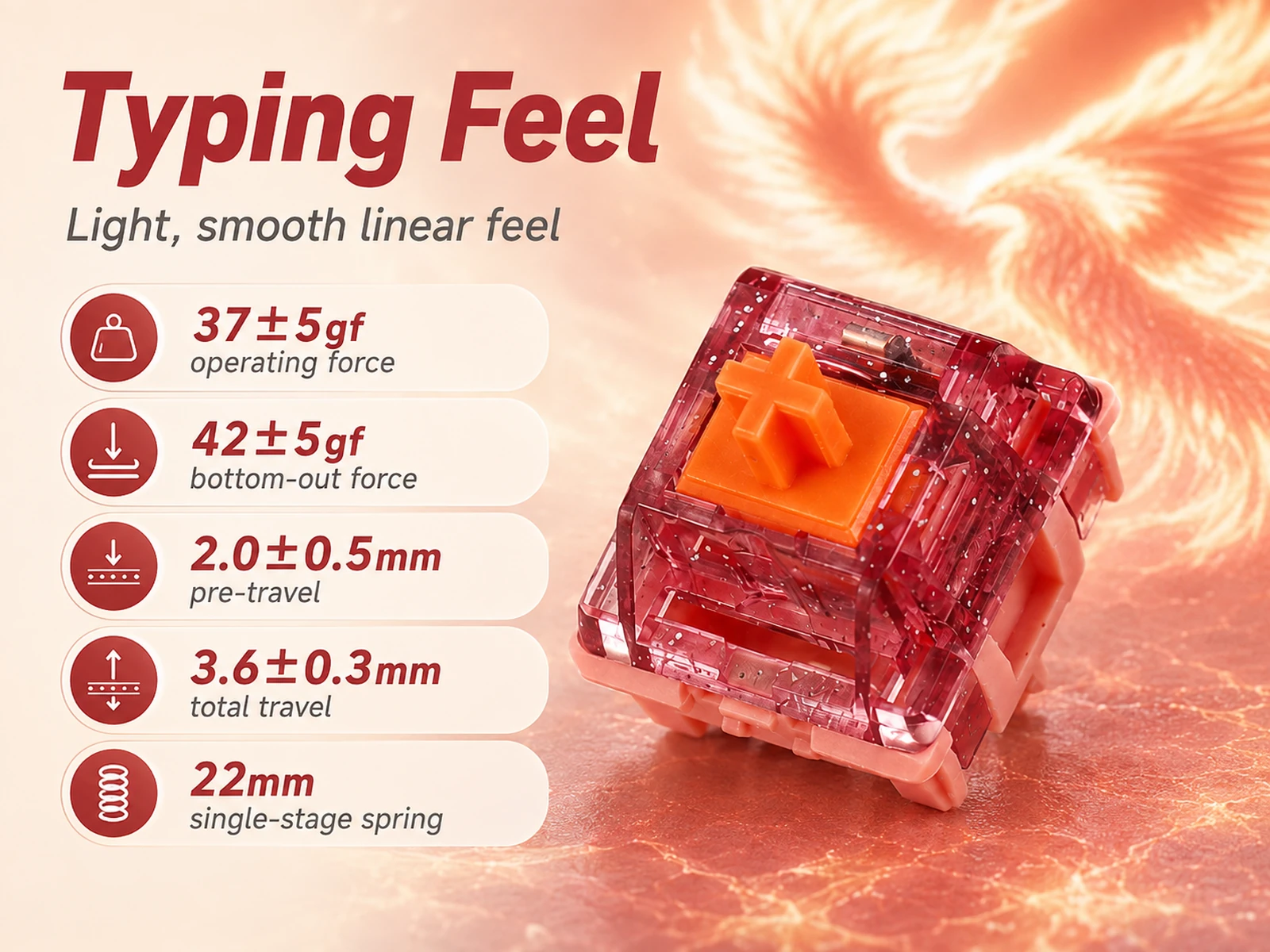 HMX Fire Phoenix Linear Switch — typing feel