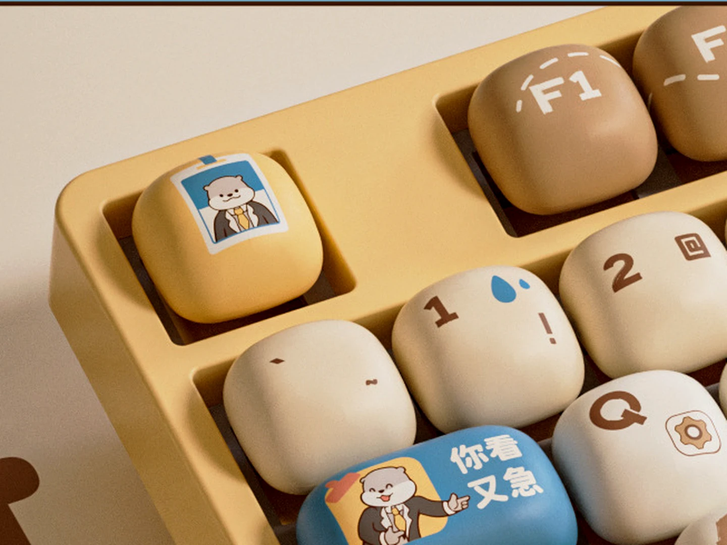 Rounded AKKO MOG keycaps shown from an angled close view