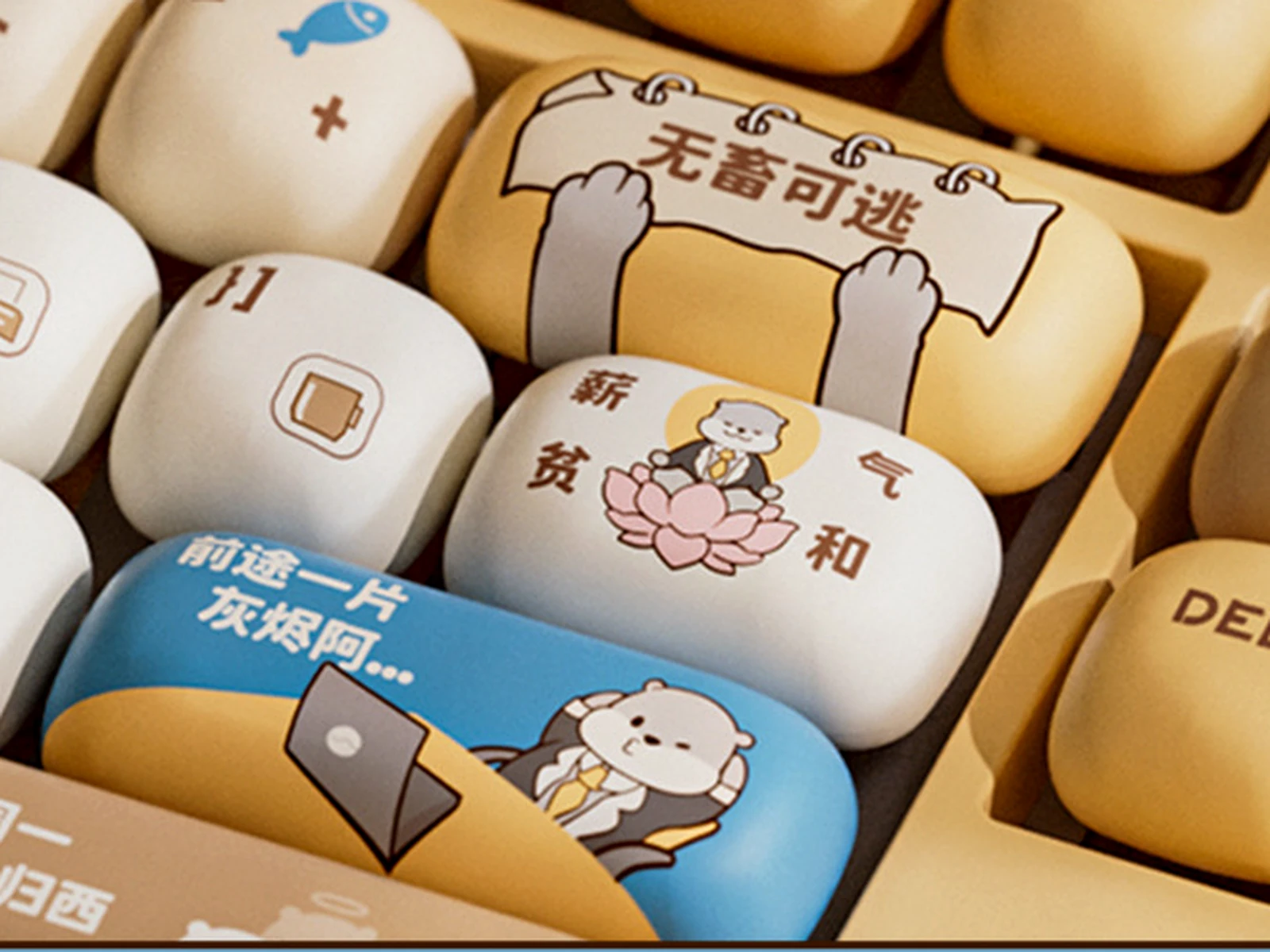 OtterHustle novelty keycaps with multi-face dye-sub artwork