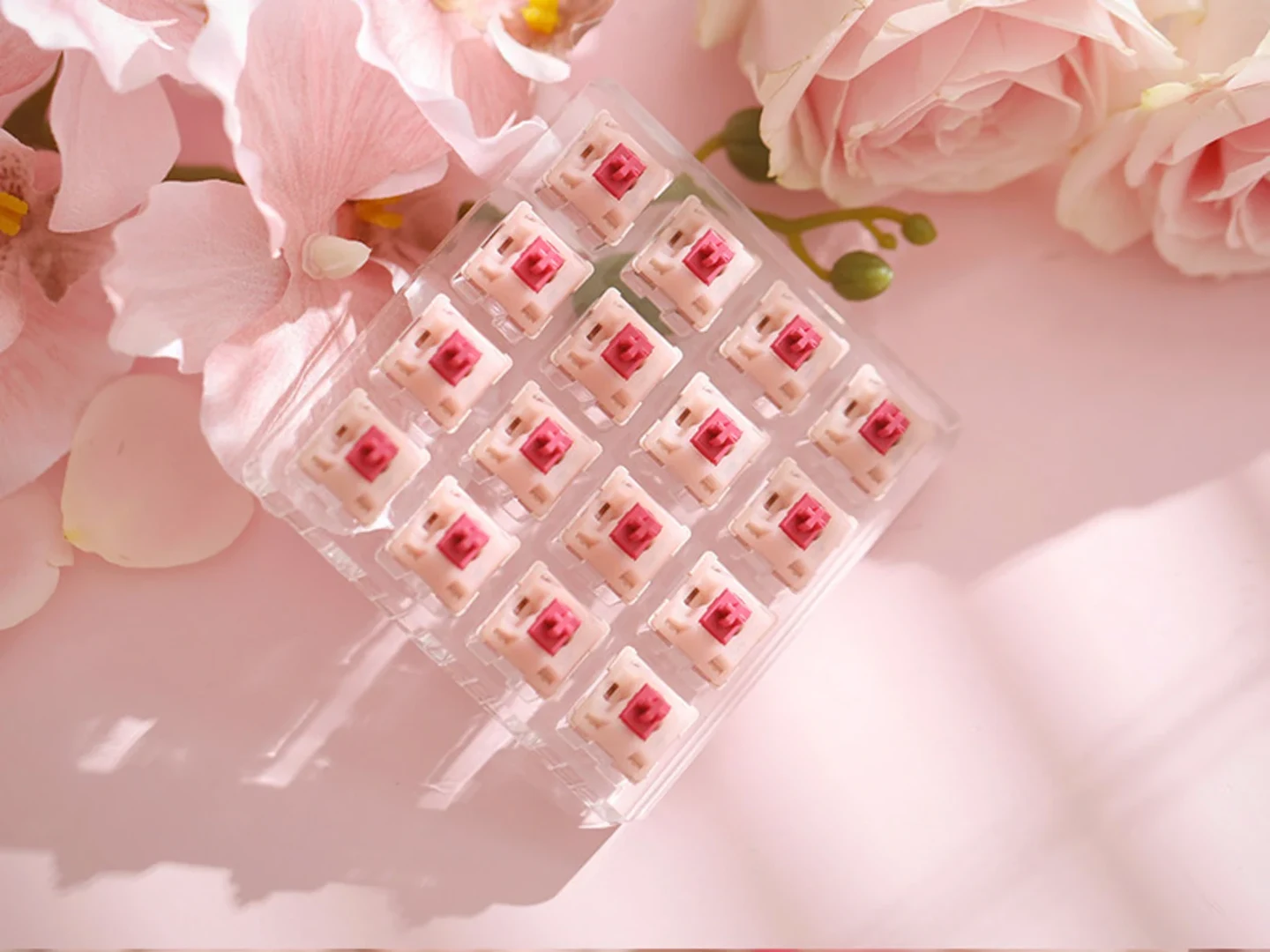 CHERRY MX Petal switches in a clean floral scene