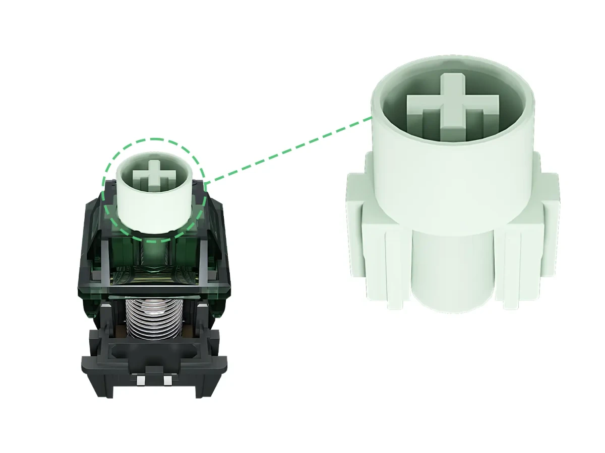 Gateron Dragon Roar cylindrical stem and guide walls in manufacturer illustration