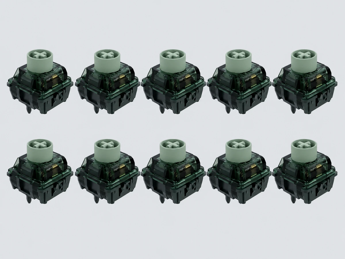 Conceptual arrangement of ten Gateron Dragon Roar switches; not actual packaging