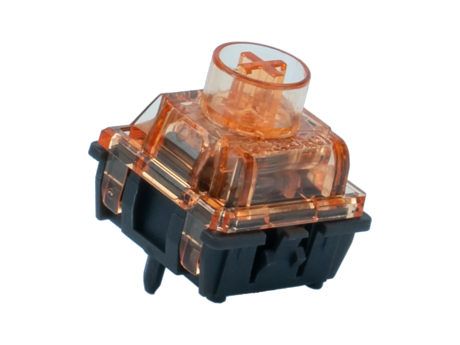 Gateron Magnetic Spark Orange Hall Effect switch, front three-quarter view