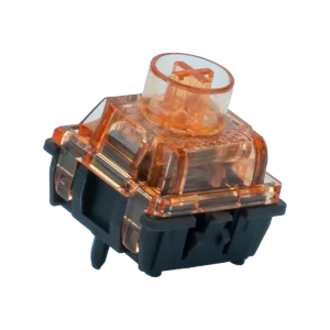 Gateron Magnetic Spark Orange switch with orange top and black base on a transparent background