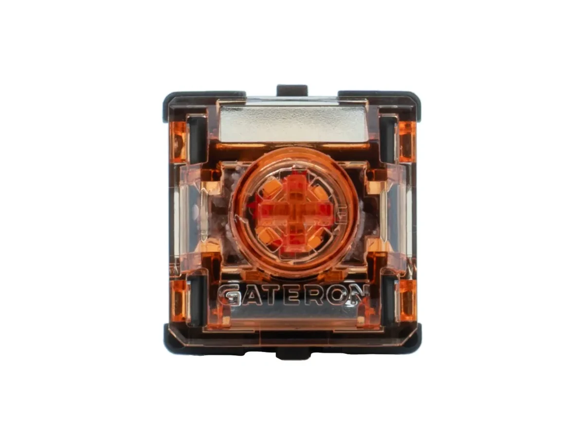 Gateron Magnetic Spark Orange top view and cross-shaped stem