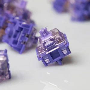 Gateron Purple Jade mechanical switch with purple stem and translucent top housing