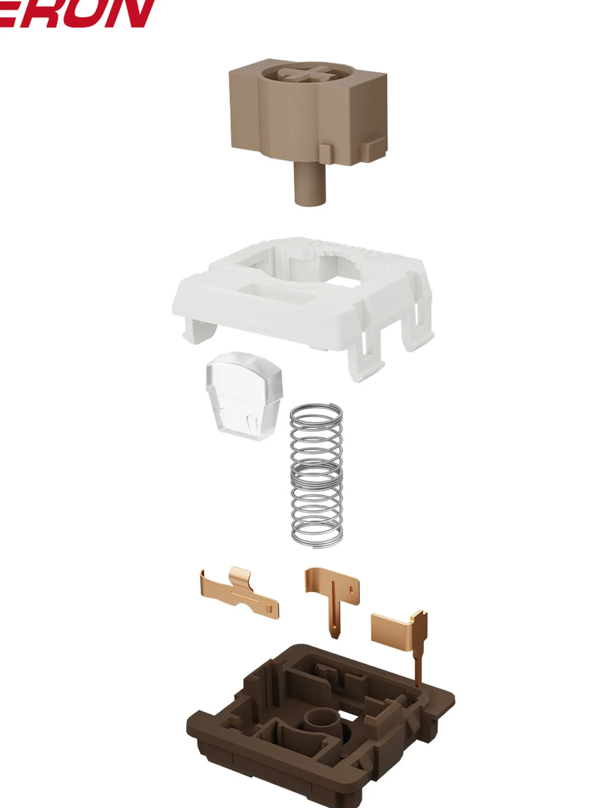 Gateron Chocolate KS-33 exploded components with POK and POM housing